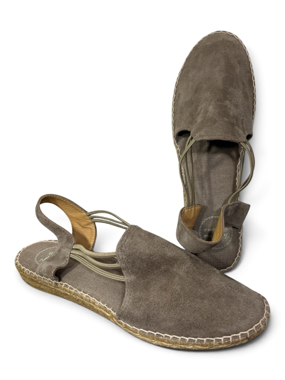 Toni Pons Taupe Suede Espadrille Slingback Flats- woman’s EU 42